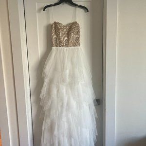 Macy's Say Yes to the Prom White Tulle and Beaded Dress